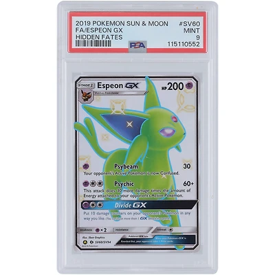 Espeon GX 2019 Pokemon Sun & Moon Hidden Fates Holo #SV60 PSA Authenticated 9 Card