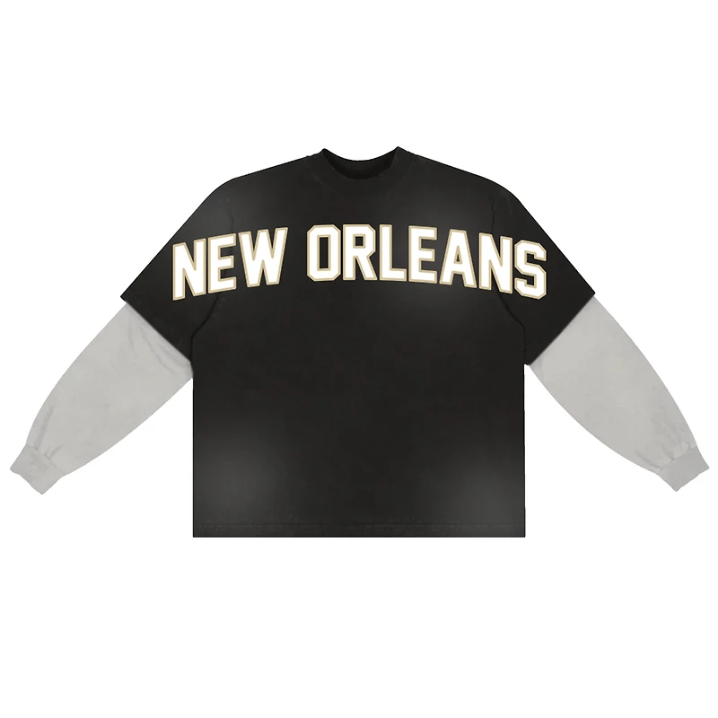 Unisex Black WRLDINVSN x New Orleans Saints 2-in-1 Long Sleeve T-Shirt