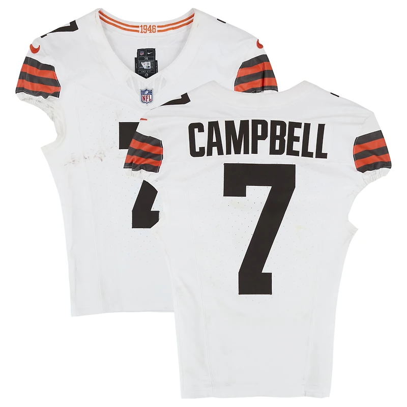 Tyson Campbell Cleveland Browns Game-Used #7 White Nike Jersey vs. New England Patriots on October 26, 2025