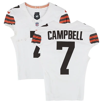 Tyson Campbell Cleveland Browns Game-Used #7 White Nike Jersey vs. New England Patriots on October 26, 2025