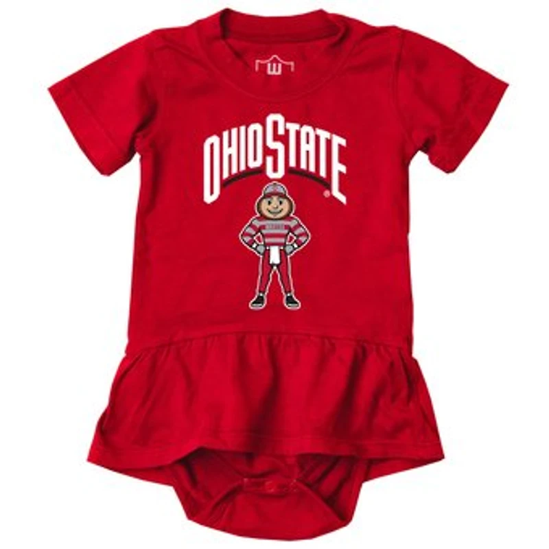 Girls Infant Wes & Willy Scarlet Ohio State Buckeyes Skirted Bodysuit