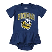 Girls Infant Wes & Willy Navy Michigan Wolverines Skirted Bodysuit