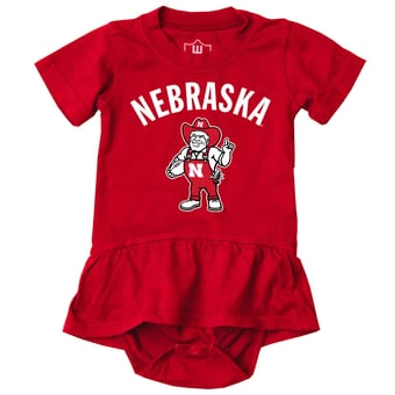 Girls Infant Wes & Willy Scarlet Nebraska Huskers Skirted Bodysuit