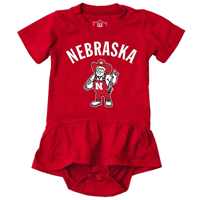 Girls Infant Wes & Willy Scarlet Nebraska Huskers Skirted Bodysuit
