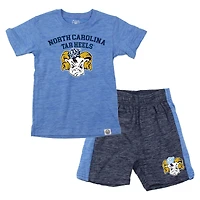 Preschool Wes & Willy Light Blue North Carolina Tar Heels Cloudy Yarn T-Shirt & Shorts Set