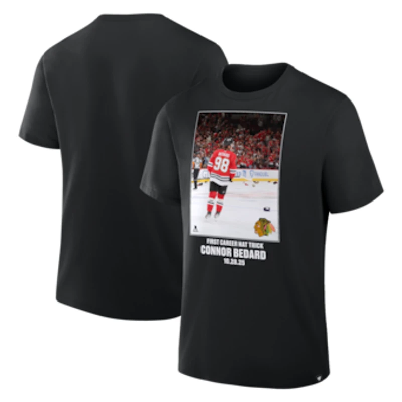 Men's Connor Bedard Black Chicago Blackhawks Legacy Milestone T-Shirt