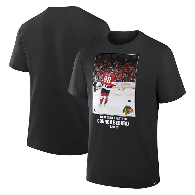 Men's Connor Bedard Black Chicago Blackhawks Legacy Milestone T-Shirt
