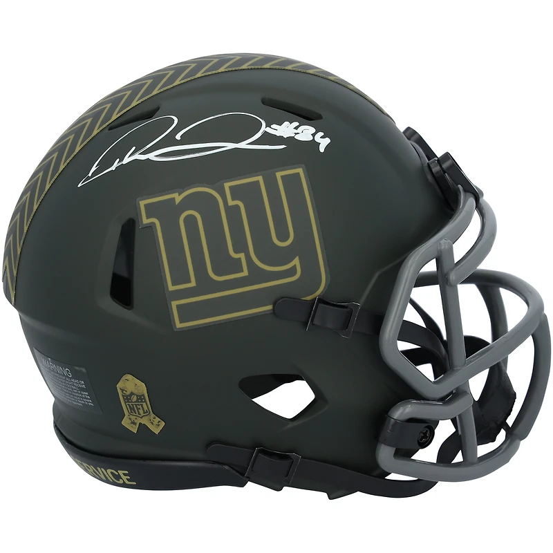 Theo Johnson New York Giants Autographed Riddell 2025 Salute To Service Speed Mini Helmet