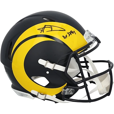 Aaron Donald Los Angeles Rams Autographed Riddell Rivalry Speed Authentic Helmet with "3x DPOY" Inscription
