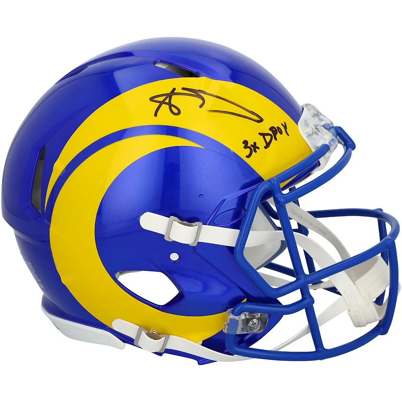 Aaron Donald Los Angeles Rams Autographed Riddell Speed Authentic Helmet with "3x DPOY" Inscription
