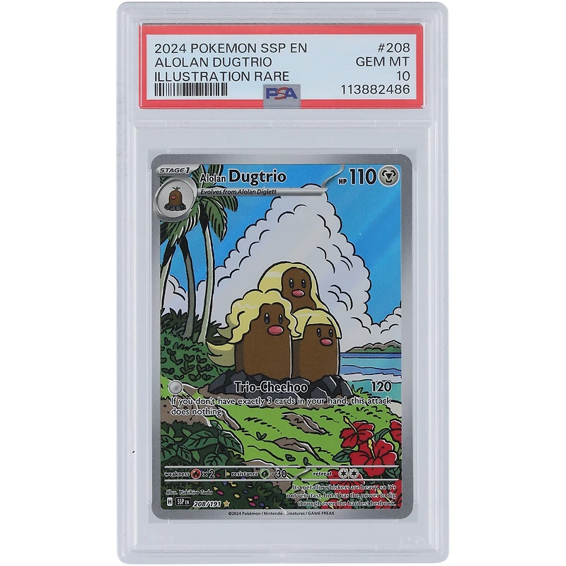 Alolan Dugtrio 2024 Pokemon Surging Sparks Illustration Rare #208 PSA Authenticated 10 Card