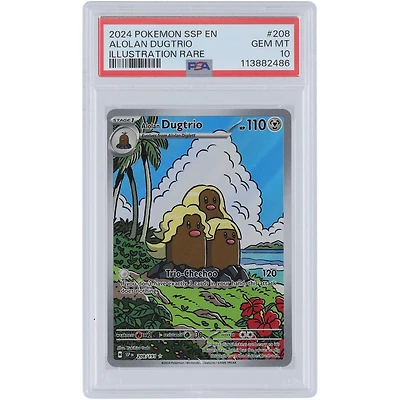 Alolan Dugtrio 2024 Pokemon Surging Sparks Illustration Rare #208 PSA Authenticated 10 Card