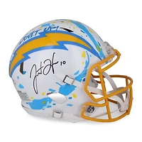 Justin Herbert Los Angeles Chargers Autographed Riddell Speed Authentic Helmet  - Art by King Saladeen - Limited Edition #1/1 - WN55915780