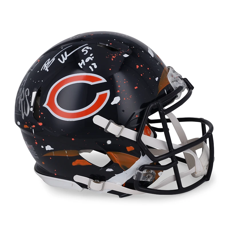 Brian Urlacher Chicago Bears Autographed Riddell Speed Authentic Helmet with "HOF 18" Inscription - Art by King Saladeen - Limited Edition #1/1 - WN55915777