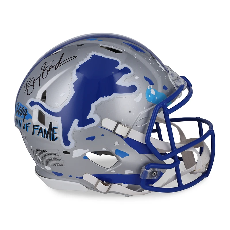 Barry Sanders Detroit Lions Autographed Riddell Speed Authentic Helmet  - Art by King Saladeen - Limited Edition #1/1 - WN55915781
