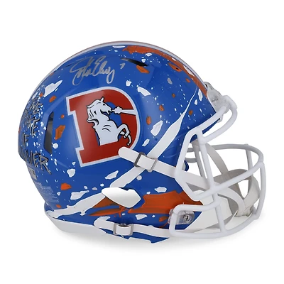 John Elway Denver Broncos Autographed Riddell 1975-1996 Throwback Speed Authentic Helmet  - Art by King Saladeen - Limited Edition #1/1 - WN55915792