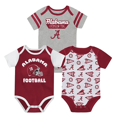 Infant Outerstuff Crimson/White/Gray Alabama Crimson Tide Star Player Three-Piece Bodysuit Set