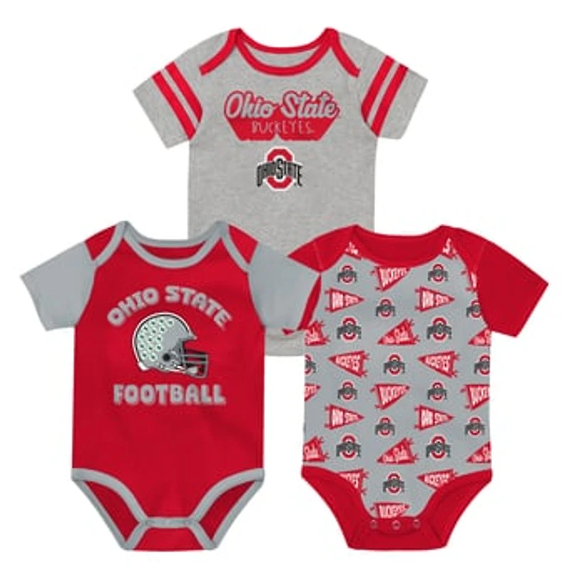 Infant Outerstuff Scarlet/Gray Ohio State Buckeyes Star Player Three-Piece Bodysuit Set
