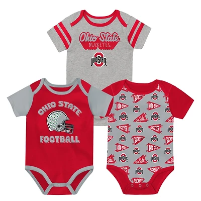 Infant Outerstuff Scarlet/Gray Ohio State Buckeyes Star Player Three-Piece Bodysuit Set