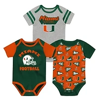 Newborn Outerstuff  Green Miami Hurricanes Star Player Three-Piece Bodysuit Set