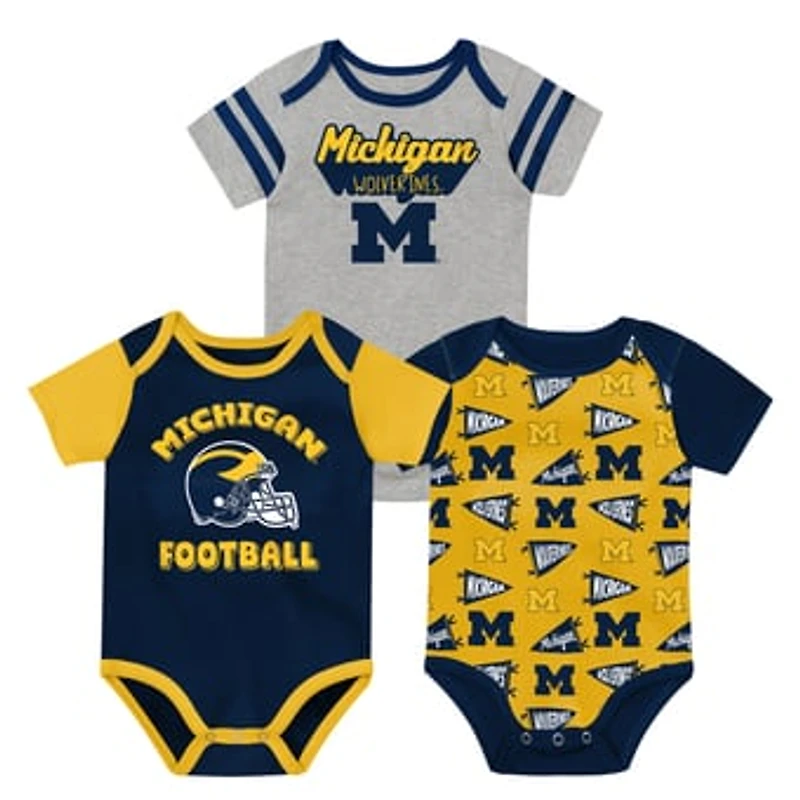 Newborn Outerstuff Navy Michigan Wolverines Star Player Three-Piece Bodysuit Set
