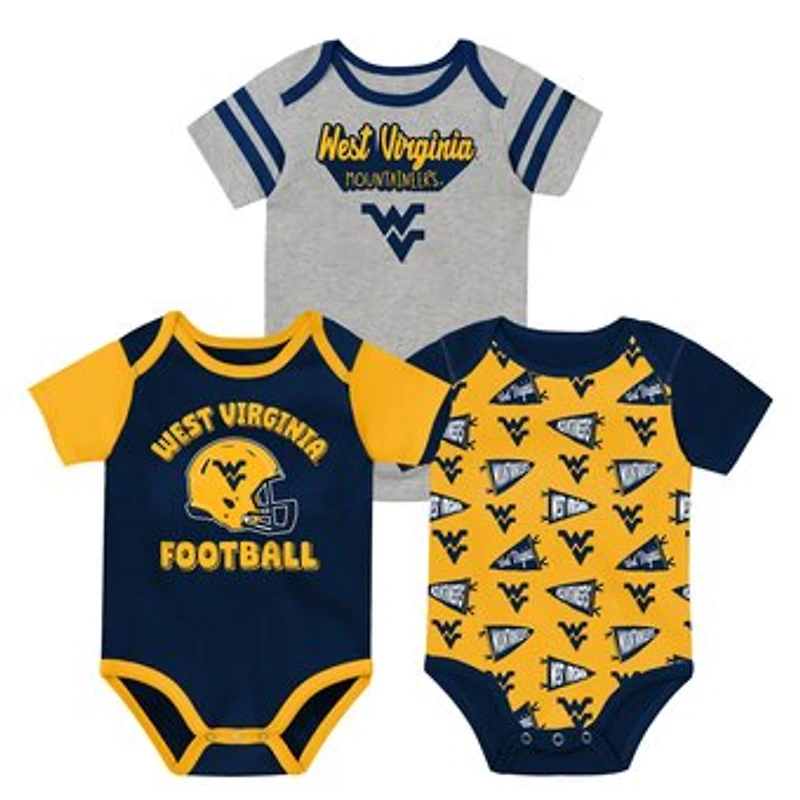 Newborn Outerstuff Navy West Virginia Mountaineers Star Player Three-Piece Bodysuit Set