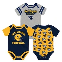 Newborn Outerstuff  Navy West Virginia Mountaineers Star Player Three-Piece Bodysuit Set
