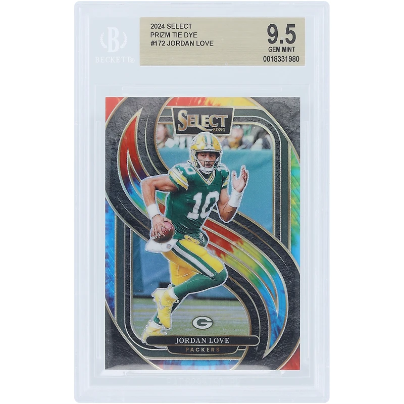 Jordan Love Green Bay Packers 2024 Panini Select Tie Dye Prizm #172 #8/25 BGS Authenticated 9.5 Card