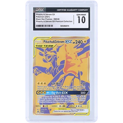 Pikachu & Zekrom GX 2021 Pokemon Sun & Moon Premium Collection Black Star Promos #SM248 CGC Authenticated 10 Card