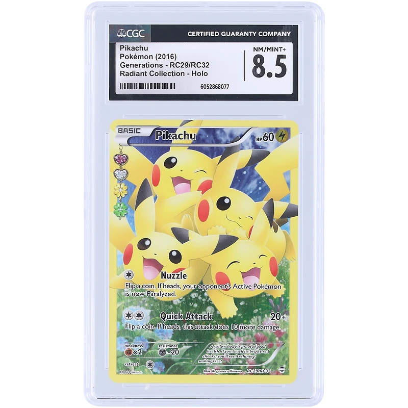 Pikachu 2016 Pokemon Generations Radiant Collection Ultra Rare Holo #RC29 CGC Authenticated 8.5 Card