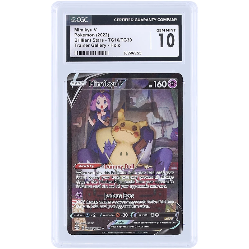 Mimikyu V 2022 Pokemon Brilliant Stars Trainer Gallery Ultra Rare Holo #TG16 CGC Authenticated 10 Card