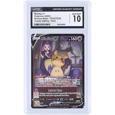 Mimikyu V 2022 Pokemon Brilliant Stars Trainer Gallery Ultra Rare Holo #TG16 CGC Authenticated 10 Card