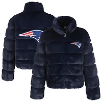 Women's Cuce Red New England Patriots Faux Fur Full-Zip Coat