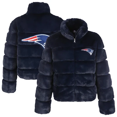 Women's Cuce Red New England Patriots Faux Fur Full-Zip Coat