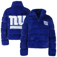 Women's Cuce Royal New York Giants Faux Fur Full-Zip Coat