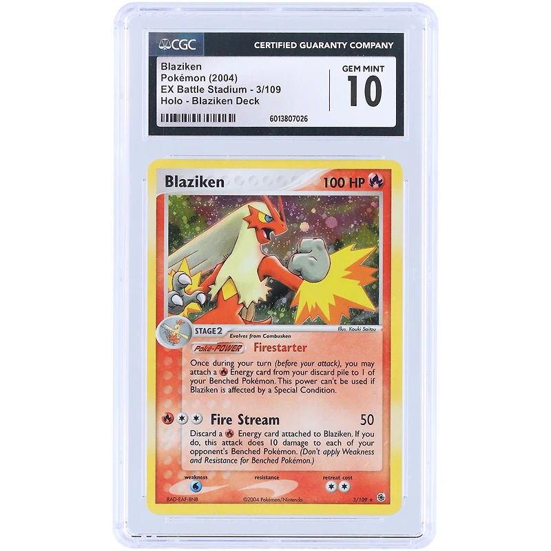Blaziken 2004 Pokemon EX Battle Stadium Holo Rare #3 CGC Authenticated 10 Card