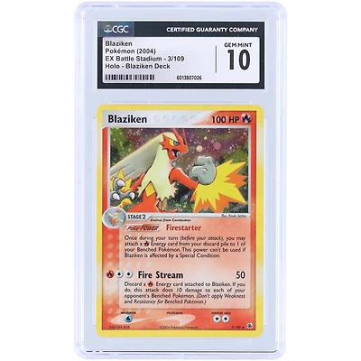 Blaziken 2004 Pokemon EX Battle Stadium Holo Rare #3 CGC Authenticated 10 Card