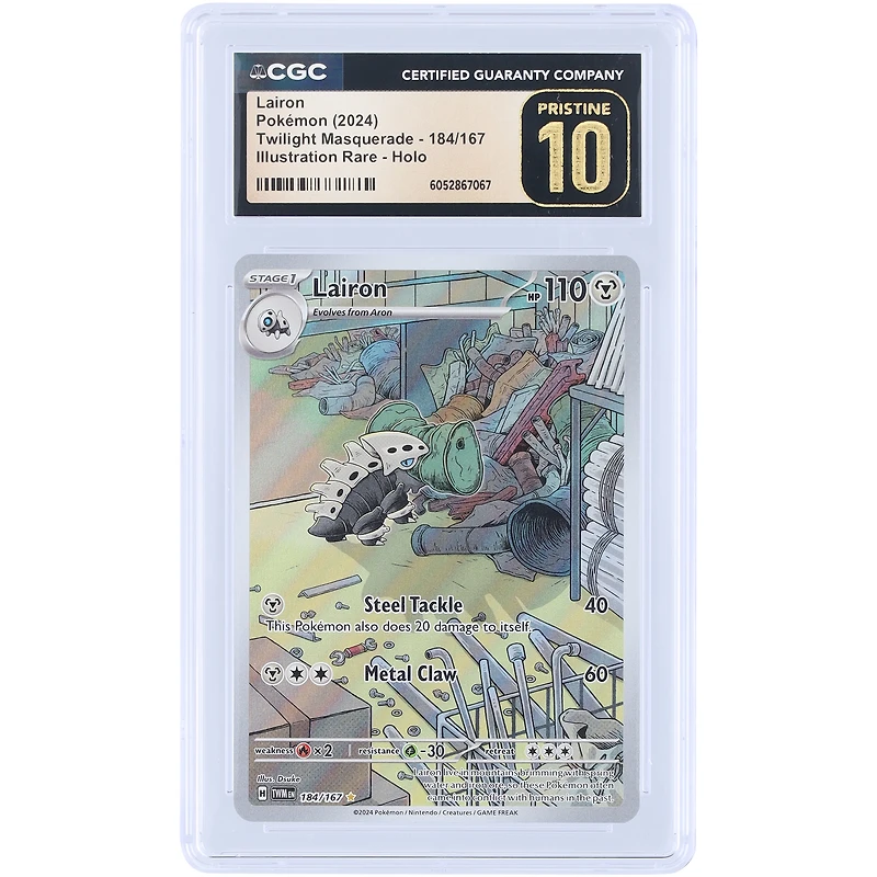Lairon 2024 Pokemon Twilight Masquerade Illustration Rare #184 CGC Authenticated Pristine 10 Card