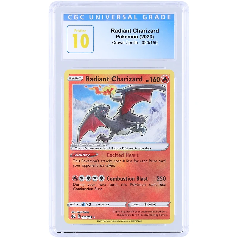 Radiant Charizard 2023 Pokemon Sword & Shield Crown Zenith #020 CGC Authenticated Pristine 10 Card