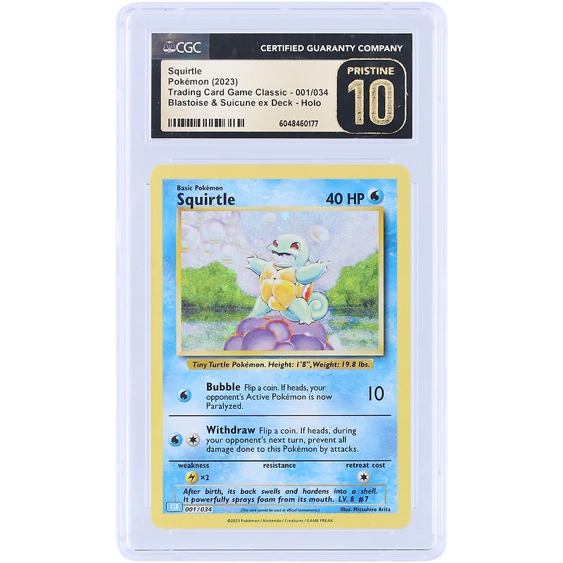 Squirtle 2023 Pokemon Trading Card Game Classic Blastoise & Suicune EX Deck Holo #001 CGC Authenticated Pristine 10 Card