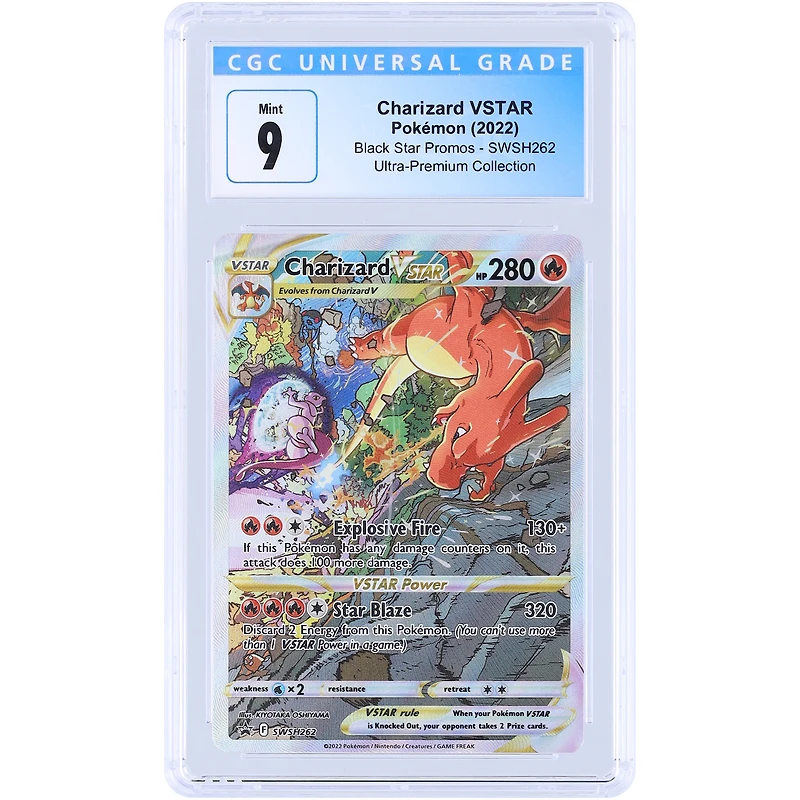 Charizard V Star 2022 Pokemon Sword & Shield Promos Black Star #SWSH262 CGC Authenticated 9 Card