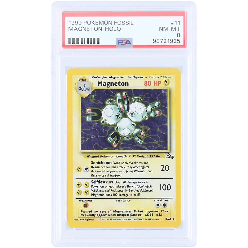 Magneton 1999 Pokemon Fossil Holo #11 PSA Authenticated 8 Card