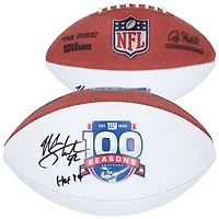 Michael Strahan New York Giants Autographed Wilson 100th Season White Panel Football with "HOF 14" Inscription