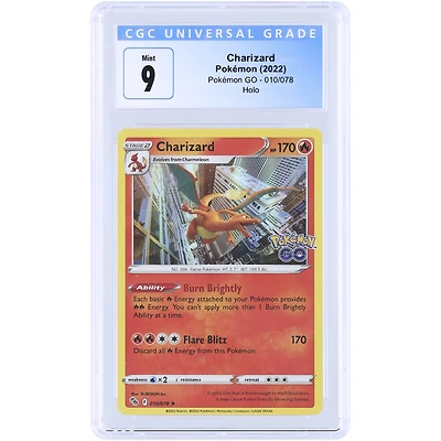 Charizard 2022 Pokemon Sword & Shield Pokemon Go Holo #010 CGC Authenticated 9 Card