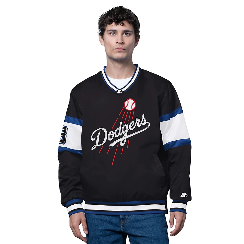 Men's Starter  Black Los Angeles Dodgers Striker V-Neck Pullover Jacket
