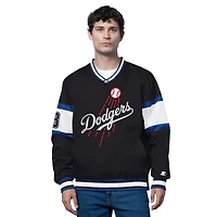 Men's Starter  Black Los Angeles Dodgers Striker V-Neck Pullover Jacket