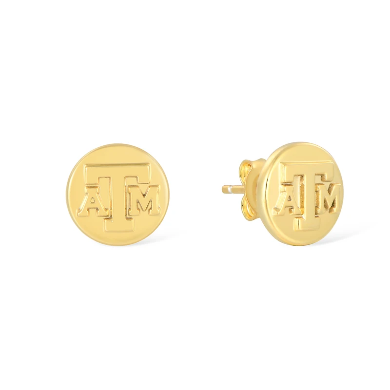FanDrip Yellow Texas A&M Aggies 14K Gold-Plated Silver Stud Earrings
