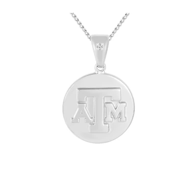 FanDrip Silver Texas A&M Aggies  Sterling Silver Pendant with Diamond Accent & 18" Chain
