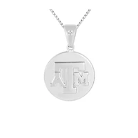 FanDrip Silver Texas A&M Aggies  Sterling Silver Pendant with Diamond Accent & 18" Chain