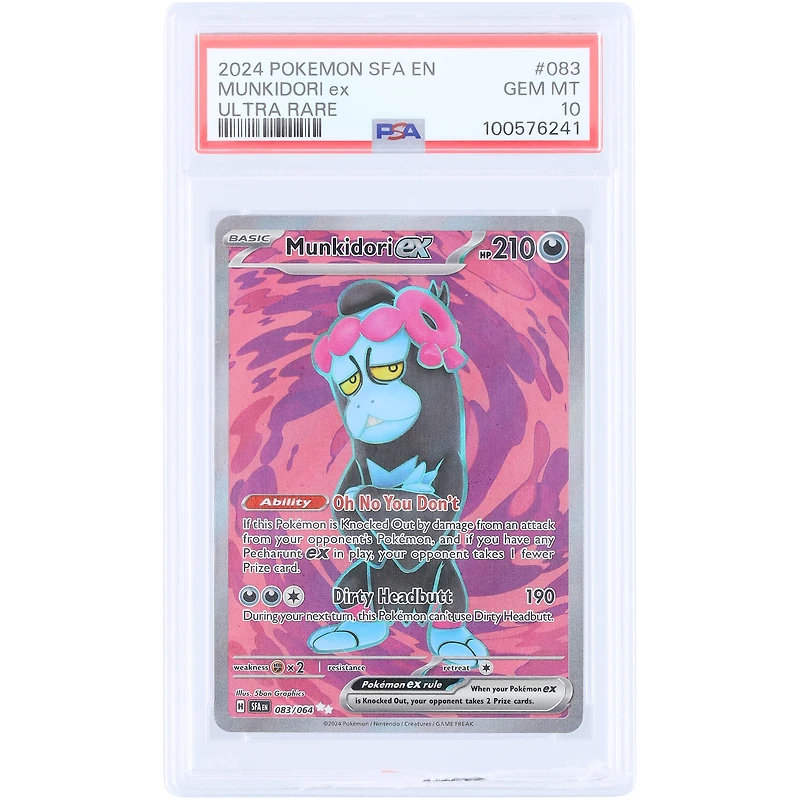 Munkidori EX 2024 Pokemon Shrouded Fable Ultra Rare Holo #083 PSA Authenticated 10 Card